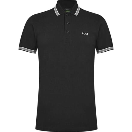 Boss Herenpoloshirt ‘Paddy’ met contrasterende boorden (Zwart, Wit)