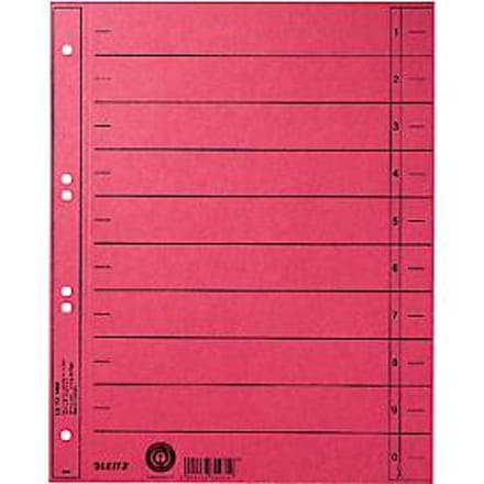 Leitz Staffeltabblad Karton - Beschrijfbare Tabs, 2/4-rings - Voor Ordners en Ringbanden - Rood