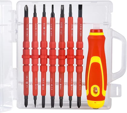 Schroevendraaier Set - Multitool Gereedschap - Elektrische Klussen - 15 Wisselbare Bits - Geïsoleerd - Zwart