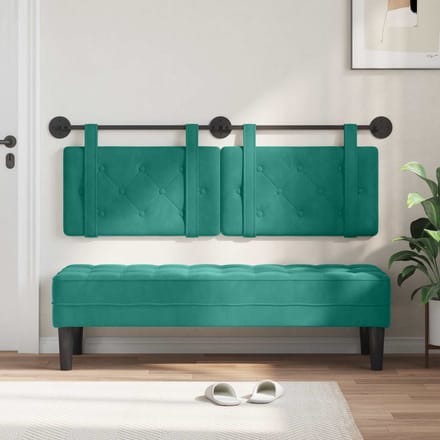 vidaXL - Hangend - hoofdbord - Turquoise - Fluweel