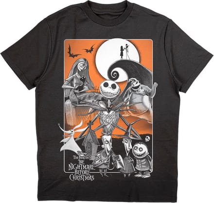 Disney The Nightmare Before Christmas - Orange Moon Heren Tshirt - L - Zwart