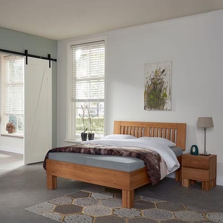 Bed Box Wonen Massief eiken houten bed Bansko Premium 180x200 cm Natuur geolied