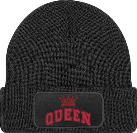 Muts dames - cadeau vriendin - zwart - heerlijk warm - Tekst Rood - Queen