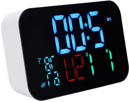 Slimme Klok Weerstation - Binnenmeter App - Klimaat Monitoren - WiFi App Bediening - Groot LED Display - Wit