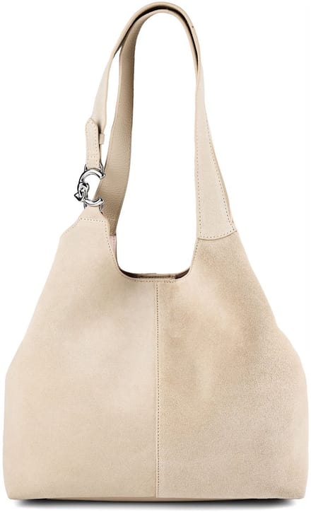 COCCINELLE Leren schoudertas C-Easy Handbag Suede Sandshell / Sandshell beige