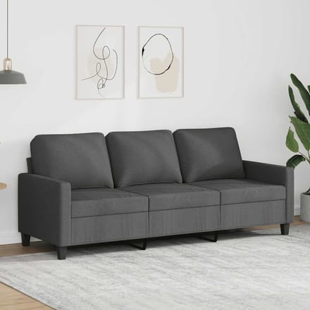 Vidaxl Bank 3-Zits, Donkergrijs, 180 Cm, Bekleed met Stof