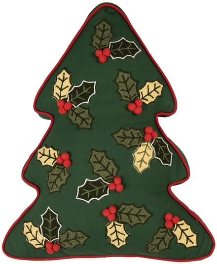 Clayre & Eef Sierkussen Kerstboom 38x40x4 cm Groen Polyester