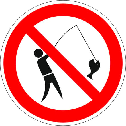 Verboden te vissen bord, kunststof 150 mm