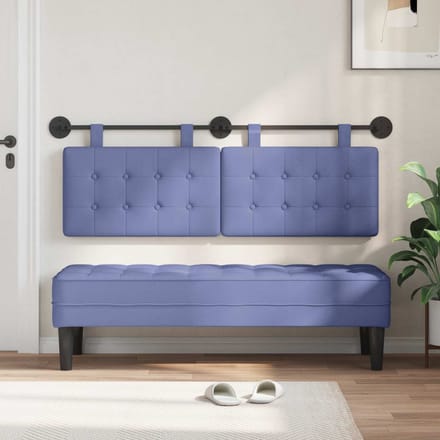 vidaXL - Hangend - hoofdbord - Jeans - Blauw - Stof