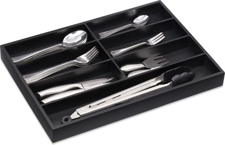 bestekbak bamboe - 7 vakken - 4 x 44 x 30,5 cm - zwart
