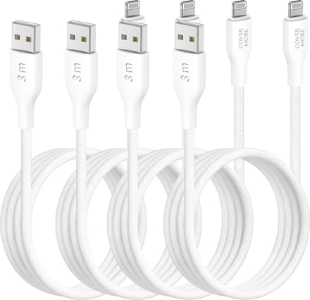 Lange kabel geschikt voor iPhone - Usb A naar Lightning kabel - Oplaadkabel - 3 meter - 4 stuks - Voordeelbundel