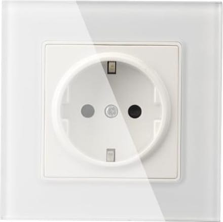 Stopcontact inbouw enkel wit inclusief glasframe wit Improducts® huismerk