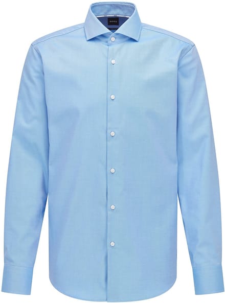 BOSS Joe regular fit overhemd - structuur - blauw - Strijkvriendelijk - Boordmaat: 44