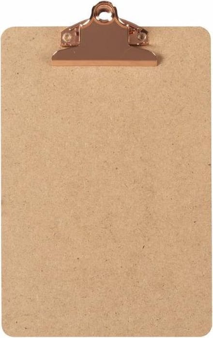 Houten Klembord MDF A6 Staand Butterflyclip koper