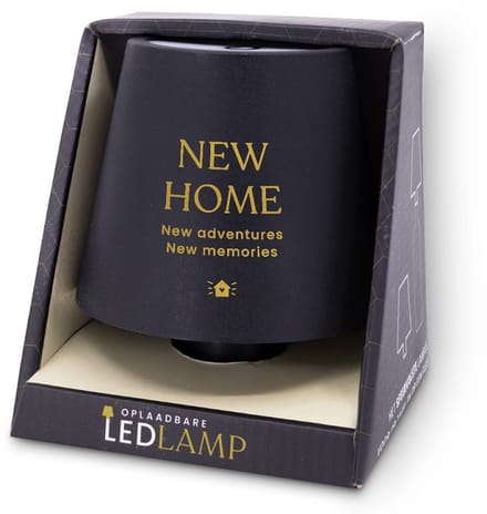 Oplaadbare Led Tafellamp - fleslamp - met tekst - Nieuwe Woning