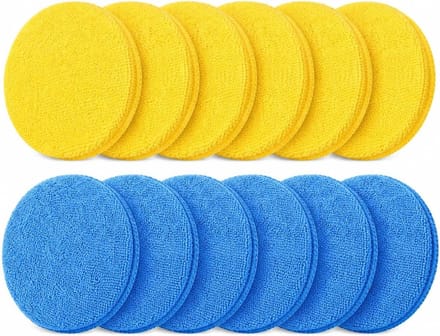 Microvezel Pads - Applicator Doekjes - Auto Polijsten - Met Vingertas - 12 Stuks - Blauw Geel