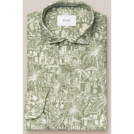 Eton Overhemd Linnen Rich Fantasy Pattern Groen / male