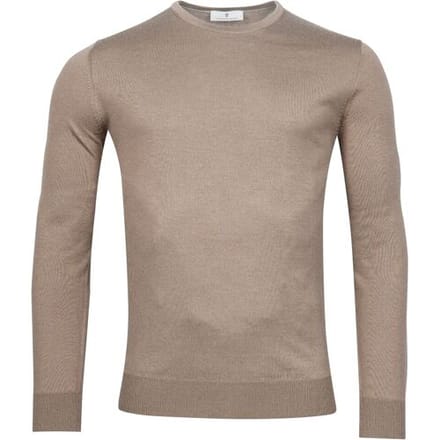 Thomas Maine Trui Ronde Hals Single Knit Merino Wool Jute / male