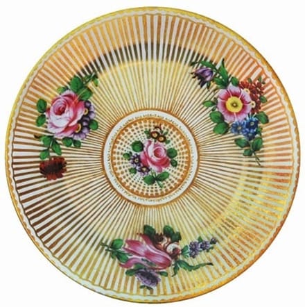 Bord metaal Worcester Bloemen en strepen Ø26cm