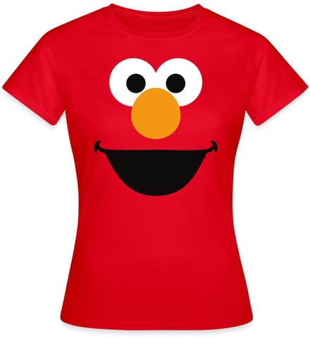 Sesamstraat Elmo Gezicht Kostuum T-Shirt Dames