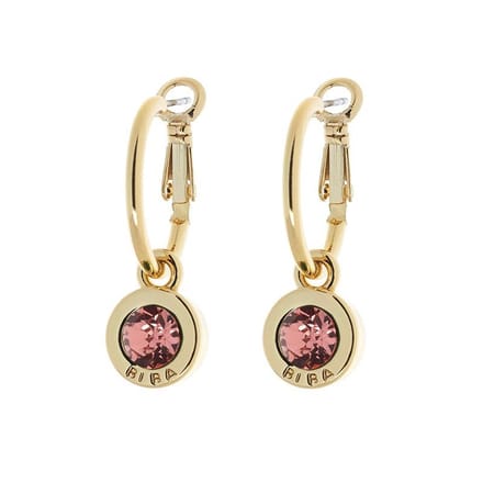 Biba Oorhangers Goud met gekleurde steen Groot Rose Peach