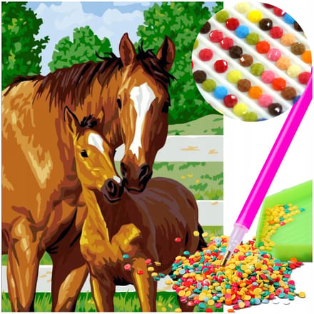 Diamond Painting Kit - Schaduwrijk Veulen 30x40cm