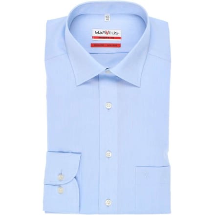 MARVELIS modern fit overhemd - lichtblauw - Strijkvrij - Boordmaat: 46
