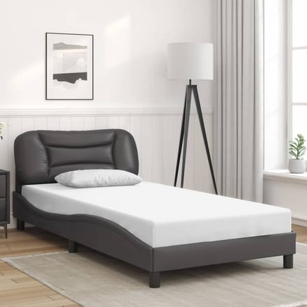 vidaXL - Bedframe - zonder - matras - "Hvar" - kunstleer - grijs - 100x200 - cm