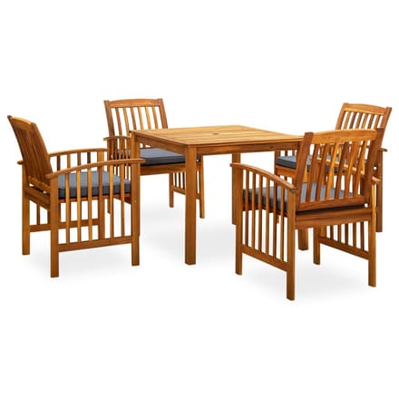 vidaXL - 5-delige - Tuinset - met - kussens - massief - acaciahout