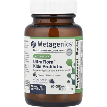 Metagenics, UltraFlora® Probiotica voor Kinderen, Druivensmaak, 60 Kauwtabletten