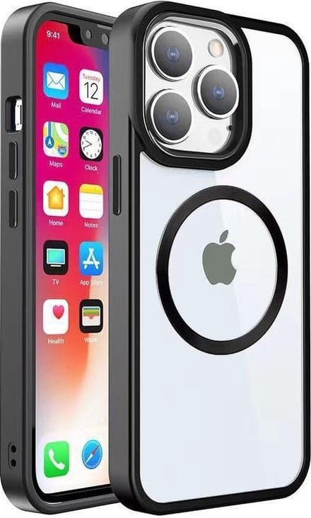 Cityhoesje - iPhone 14 Pro - Backcover - Magsafe - Transparant Zwart