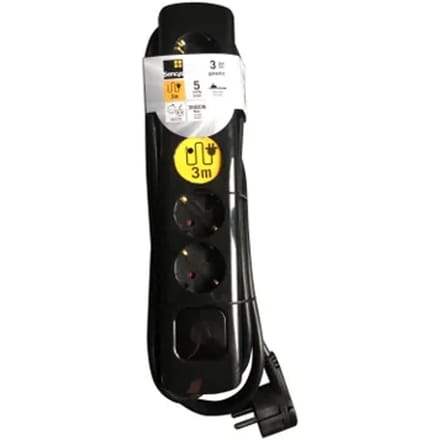 Sencys Stekkerdoos 5-voudig Zwart 3 Meter