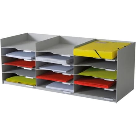 PAPERFLOW Sorteerstation - polystyreen - voor A4+ formaat - grijs