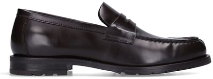 Manfield - Heren - Bruine leren loafers - Maat 42