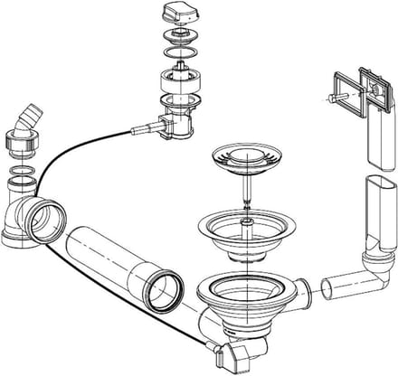 Afvoer en Overloop - Reserveonderdeel - Keukenonderhoud - Eccentrische Klep - 3 1/2 inch - Zilver