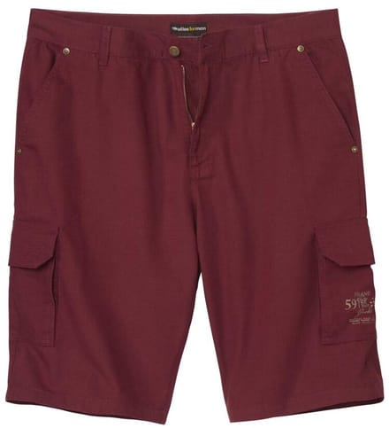 ATLAS FOR MEN - Bordeauxrode cargobermuda van canvas - Heren - Verkrijgbaar in grote maten - W38