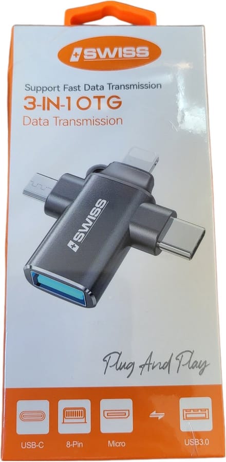 3 In 1 OTG Adapter Type C/Micro/Lightning to USB 3.0 Data Transmit Converter Iswiss