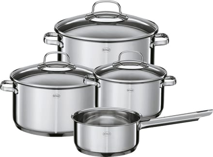 Rösle Keuken Elegance Pannenset - RVS/Glas - Set van 4 Stuks - Zilver