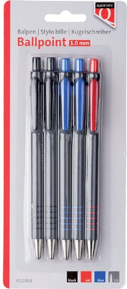 Balpen quantore grip drukknop ass | 12 stuks