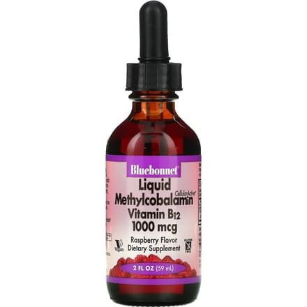 Bluebonnet Nutrition, Vloeibare CelluarActive Methylcobalamine Vitamine B12, Frambozensmaak, 1.000 mcg, 2 fl oz (59 ml)