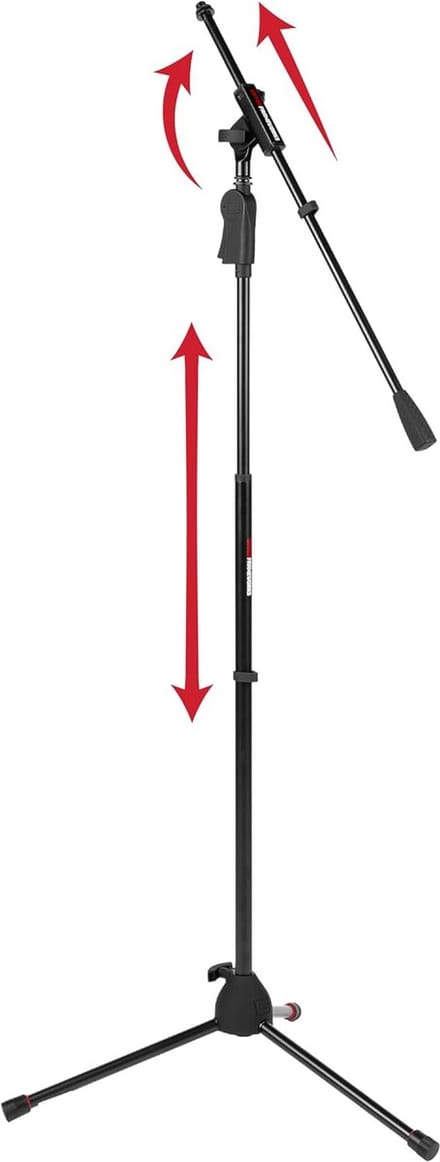 Deluxe Microfoonstatief met Hoogteverstelling en Enkele Arm - Ideaal voor Opnames