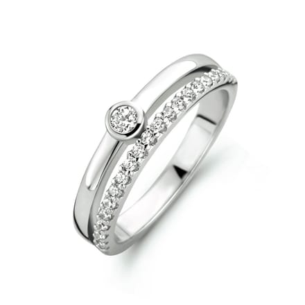 Zilver Gerhodineerde Ring zirkonia 1333985 16.50 mm (52)