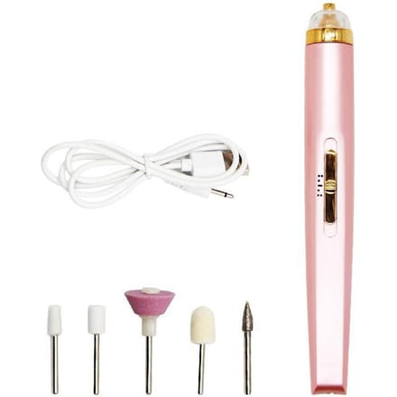 5-in-1 Elektrische Nagelboormachine met Licht Draagbare Elektrische Manicure Art Pen Gereedschap voor roze