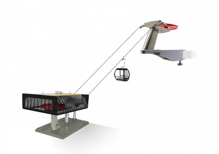 Jaegerndorfer - 84383 Kabelbaan D-Line Zwart Geel Miniatuur Model - 1:32 - Kerstdorp