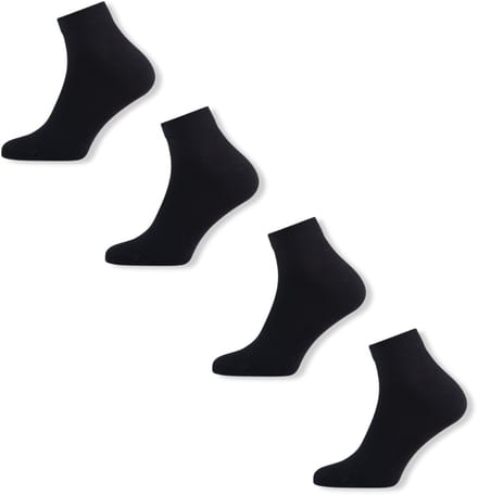 Basset Bamboe - Unisex Quarter Sokken - 4-pack - Maat 35/38 - Zwart