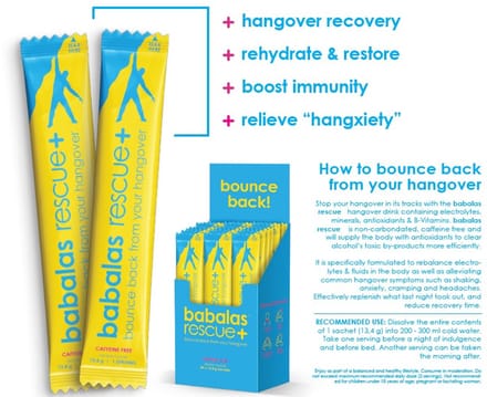 Babalas Rescue+ - Hangover Recovery - Rehydrates & rebalances fluids - caffeine-free