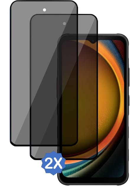 2x TechNow Privé Screenprotector geschikt voor Samsung Galaxy Xcover 7 / Xcover 7 Pro Screenprotector - Privacy Beschermglas - Rounded - Privacy Proteqt+
