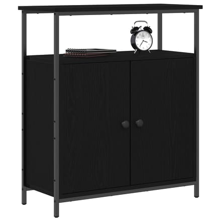 vidaXL - Dressoir - Zwart - Eiken - 70 - x - 30 - x - 80 - cm - Bewerkt - hout