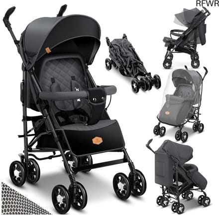 RFWR® Compacte Kinderwagen met 360 Graden Wielen en Accessoires