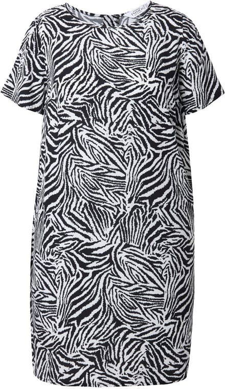 Studio Untold - Dames - Jurk straight shape zebra - Zwart - Maat 42+